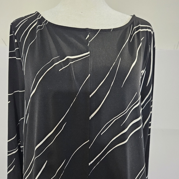 Alfani Size L Black Long-Sleeved Womens Wide Crew Neck Long Dress Shirt  Blouse - Picture 2 of 16